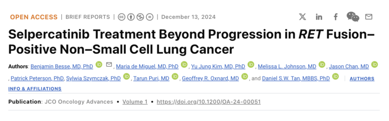 Giuseppe Banna: Selpercatinib for RET fusion+ NSCLC by Benjamin Besse et al.