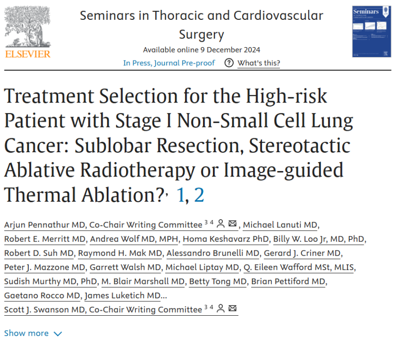 Treatment Selection for the High-risk Patient with Stage I NSCLC