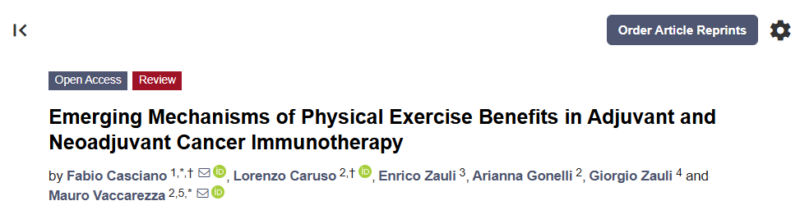 The effect of exercise in aiding cancer treatment and mitigating the treatment side-effects, suggested by Christopher Fitzmaurice