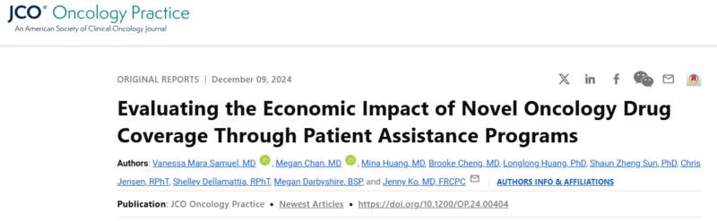 The Economic Impact of Novel Oncology Drug Coverage Through Patient Assistance Programs - JCO Oncology Practice