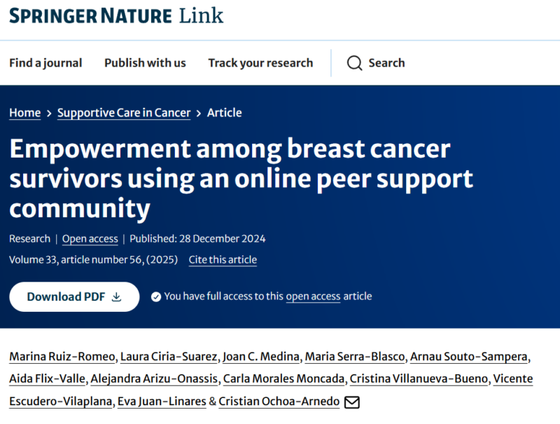 Cristian Ochoa Arnedo: Empowerment among breast cancer survivors using an online peer support community