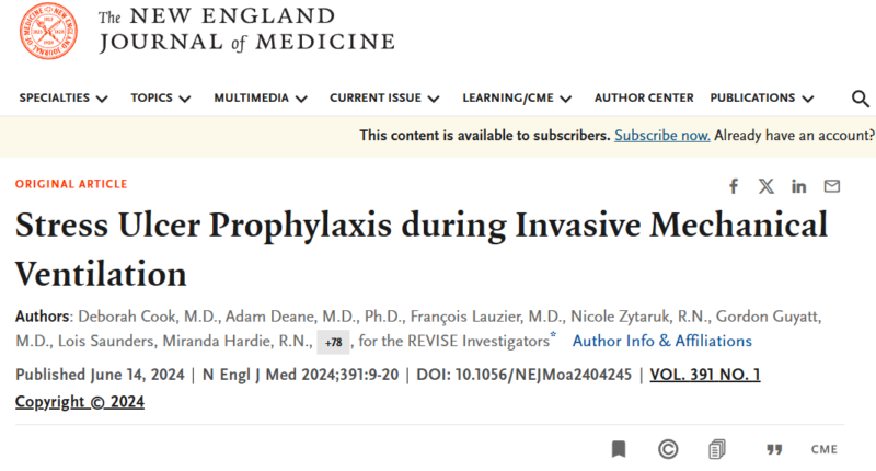 Are PPIs beneficial or harmful for stress ulcer prophylaxis in mechanically ventilated patients? - NEJM Group