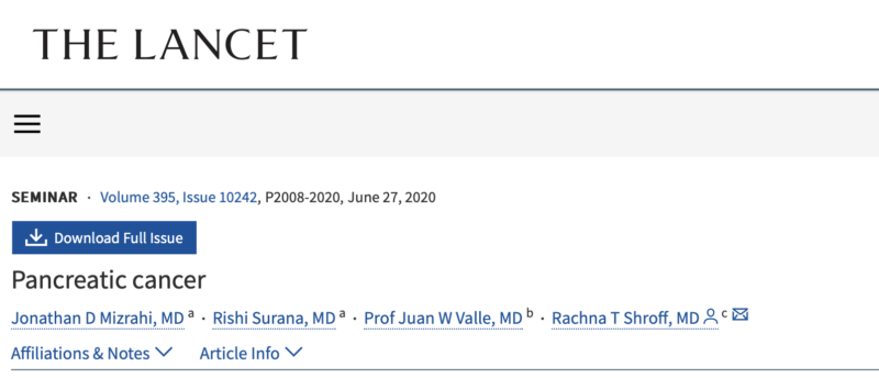 Anirban Maitra: The highest cited publication overall is a review on Pancreatic Cancer