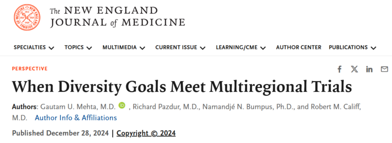 When Diversity Goals Meet Multiregional Trials by Gautam Mehta et al. - FDA Oncology