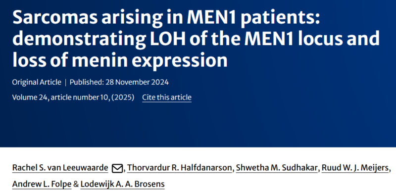 Thor Halfdanarson: Is sarcoma a potential manifestation of MEN1?