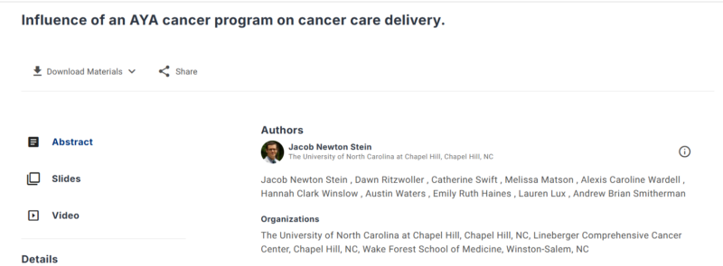 Impact of an AYA Cancer Program on Enhancing Cancer Care Delivery