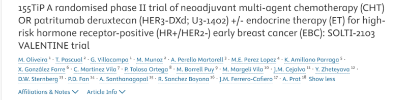 SOLTI-2103 VALENTINE Trial: Phase II Trial of Neoadjuvant Patritumab Deruxtecan vs. Chemotherapy for High-Risk HR+/HER2- Early Breast Cancer