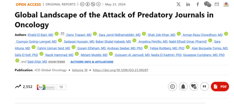 Khalid El Bairi: The growing concerns about the emergence of non-peer-reviewed journals in oncology
