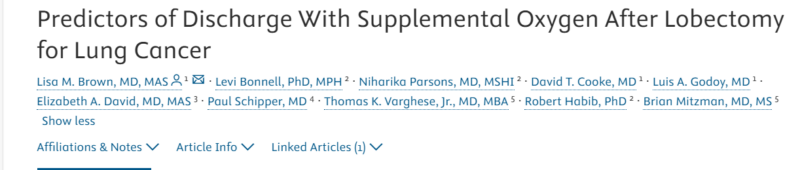 Predictors of Discharge With Supplemental Oxygen After Lobectomy for Lung Cancer