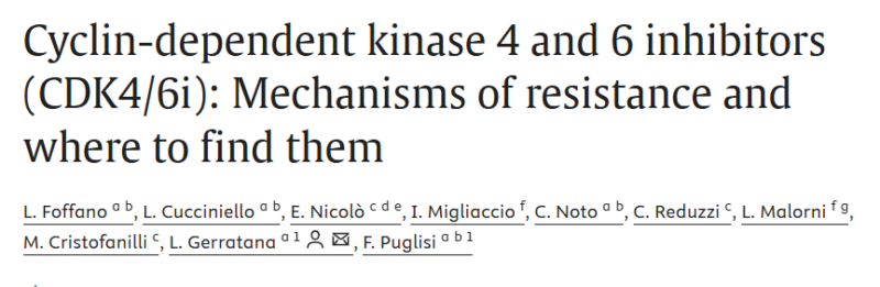 CDK4/6 inhibitors: mechanisms of resistance and where to find them - Lorenzo Gerratana