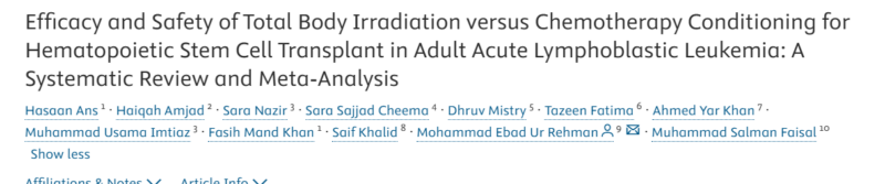 Total Body Irradiation vs Chemotherapy for Hematopoietic Stem Cell Transplant in Adult AML