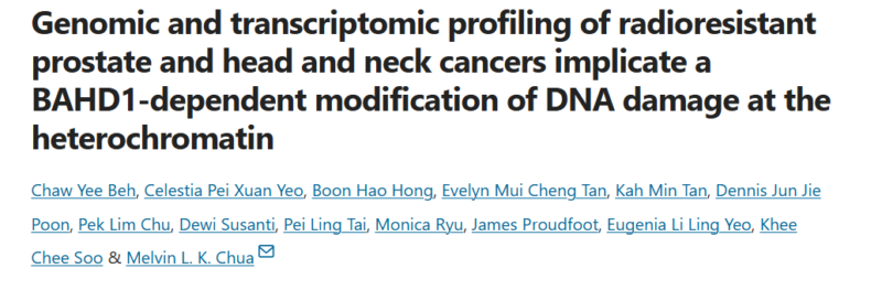 Melvin LK Chua: The mutational landscape of Radioresistant Cancers