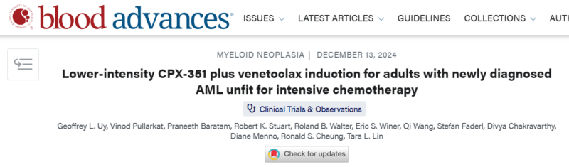 Lower-intensity CPX-351 plus venetoclax for adults with newly diagnosed AML