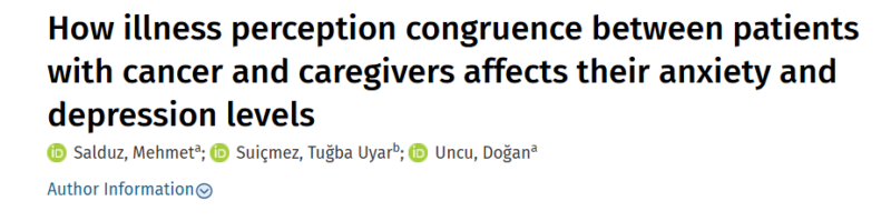 How illness perception affects anxiety and depression levels of cancer patients and caregivers - IPOS