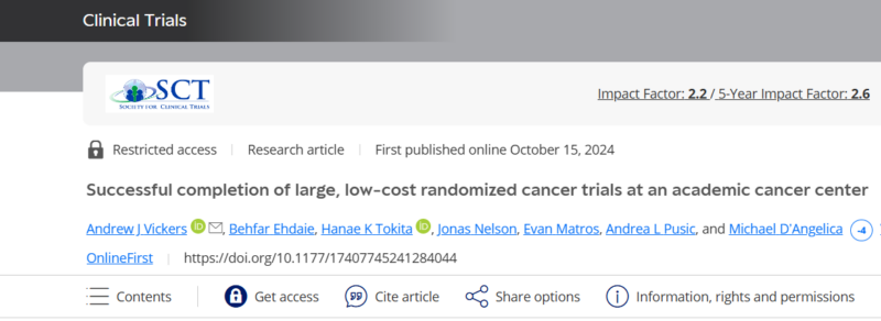 Colin Begg: Is it possible to conduct large randomized surgical clinical trials in a single institution?