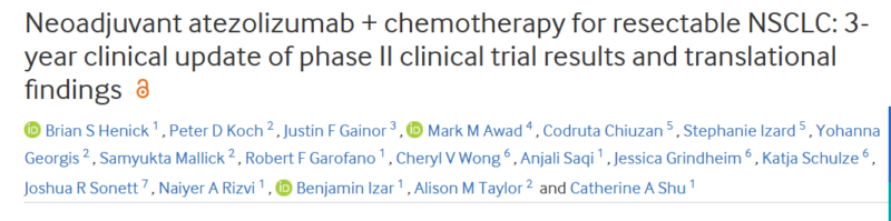 Neoadjuvant atezolizumab plus chemotherapy for resectable NSCLC