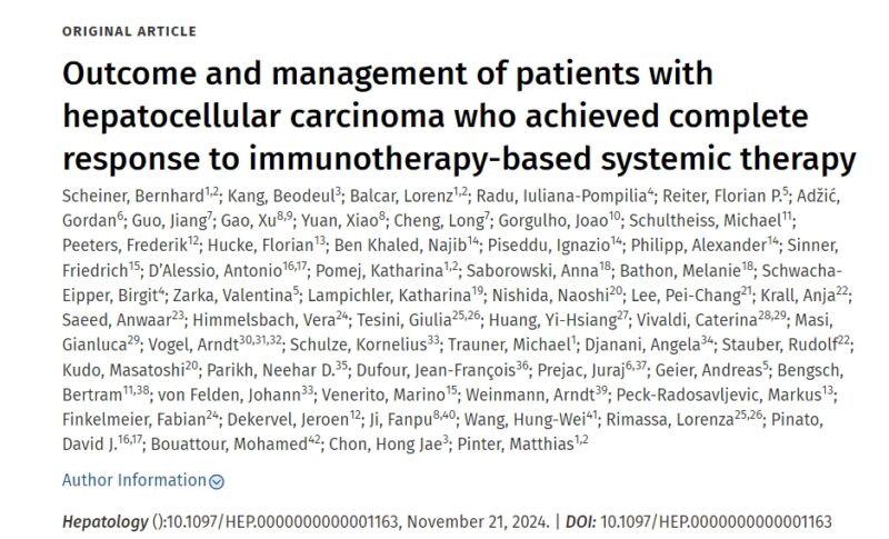 Arndt Vogel: Outcome of patients with HCC who achieved CR to ICI-based systemic therapy