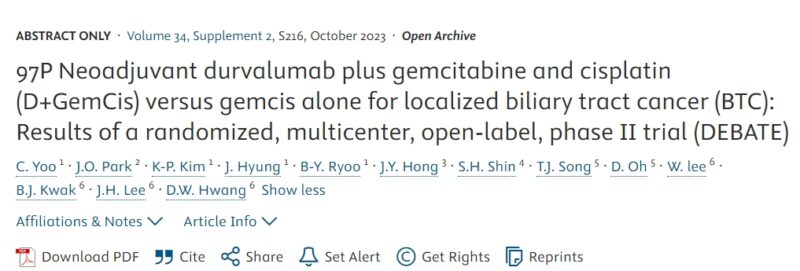 97P Neoadjuvant D+GemCis vs gemcis alone for localized biliary tract cancer