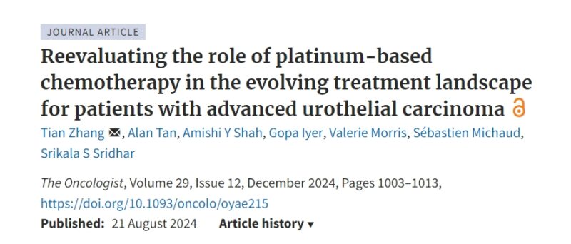 Reevaluating the role of platinum-based chemotherapy in the treatment landscape for advanced urothelial carcinoma