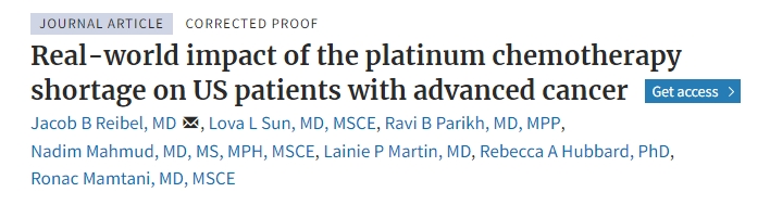 Real-world impact of the platinum chemotherapy shortage on US patients with advanced cancer