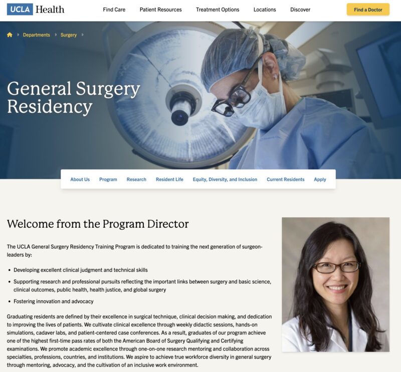 A thoracic surgeon is now the residency program director for UCLA General Surgery Residency Program