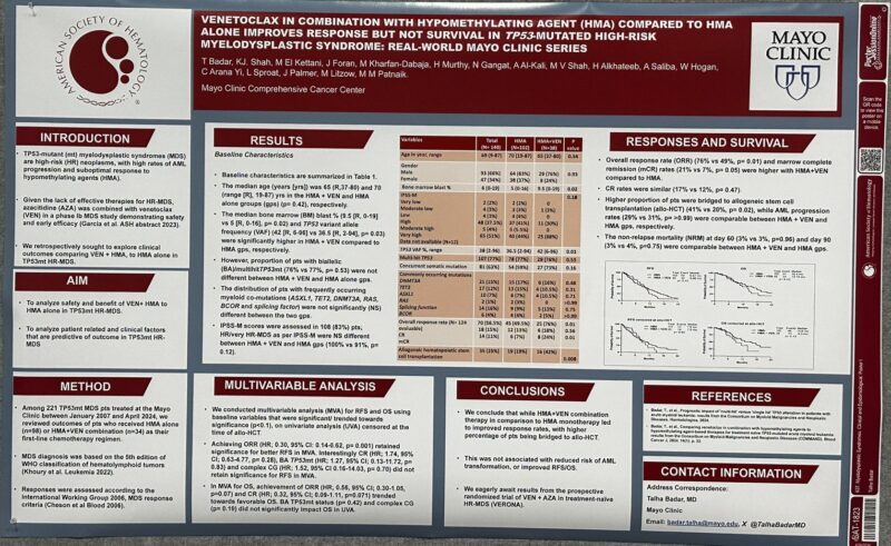 Talha Badar: The outcome of TP53m MDS with HMA and VEN vs HMA alone at ASH24