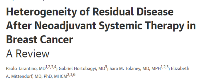 Heterogeneity of Residual Disease After Neoadjuvant Systemic Therapy in Breast Cancer