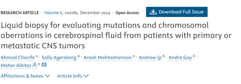 Cerebrospinal Fluid Liquid Biopsy in CNS Tumors - International Society ...