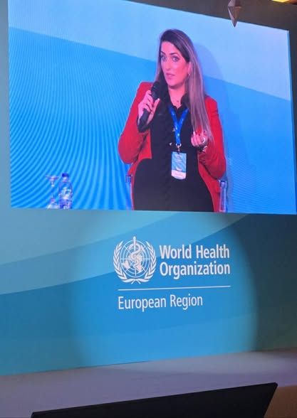 Eleonora Varntoumian: Delivering a speech at the WHO Athens Office on Quality of Care and Patient Safety