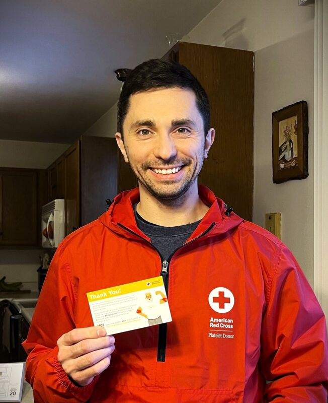 Andrei Nikiforchin: Honored to receive Platelet Donor windbreaker from the American Red Cross