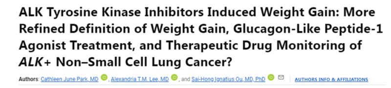 Vivek Subbiah: Interesting commentary on Weight gain and ALK inhibitors by Cathleen June Park, et al.