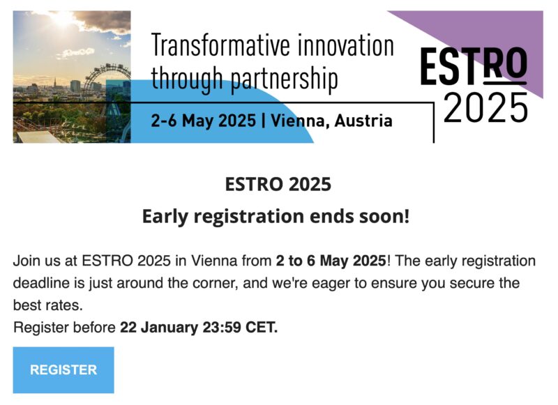 Matthias Guckenberger: Early registration deadline is approaching for ESTRO25