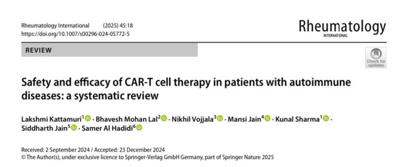 Samer Al Hadidi: Safety and efficacy of CAR-T cell therapy in patients with autoimmune diseases