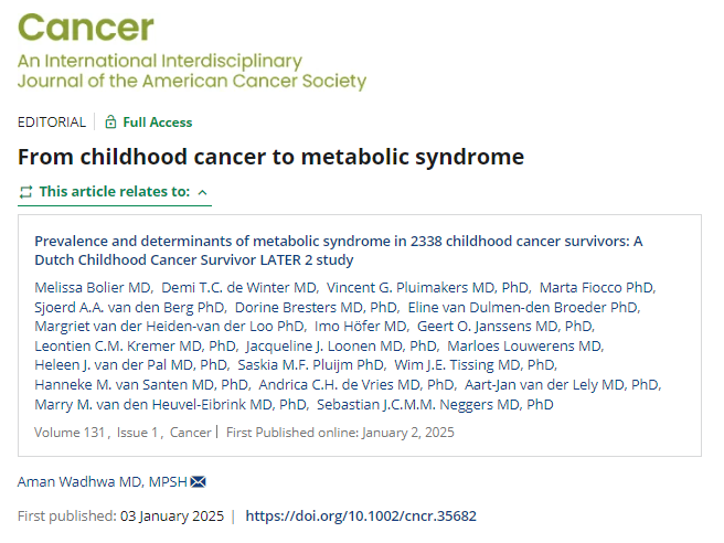 Examining the prevalence and risk factors of metabolic syndrome among adult survivors of childhood cancer.