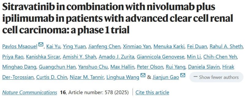 Pavlos Msaouel: Sitravatinib with nivolumab and ipilimumab in advanced clear cell renal cell carcinoma