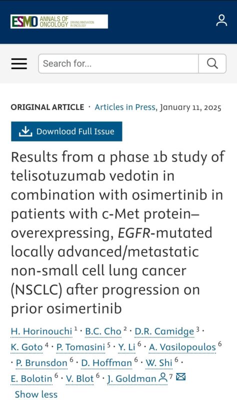 Phase 1b study of telisotuzumab vedotin in combination with osimertinib for NSCLC