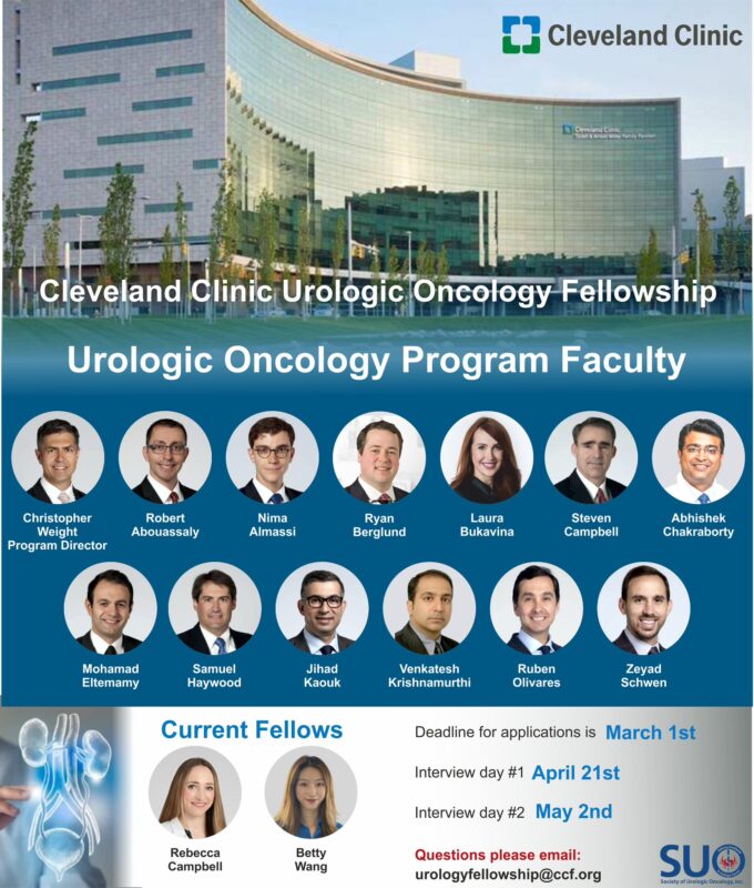 Chris Weight: Accepting applications for the Cleveland Clinic Urology, Society of Urologic Oncology fellowship program