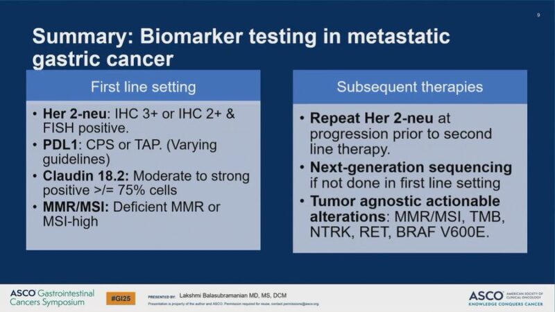 Mark Lewis: Excellent summary of contemporary testing of gastric cancer at ASCO GI 2025