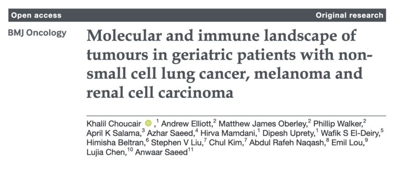 Khalil Choucair: Potential biomarkers of IO-therapy in patients of extremes of age