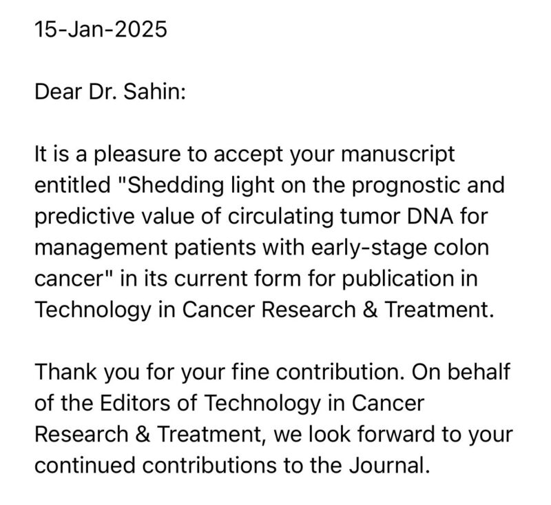 Ibrahim Halil Sahin: ctDNA and its role on future management of early stage colon cancer