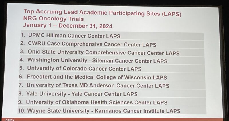 Jame Abraham: Proud to be part of Top Accruing LAPS NRG oncology trials