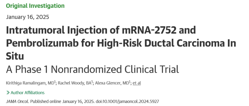 Intratumoral, pembrolizumab and mRNA-2752 for high-risk Ductal Carcinoma In Situ