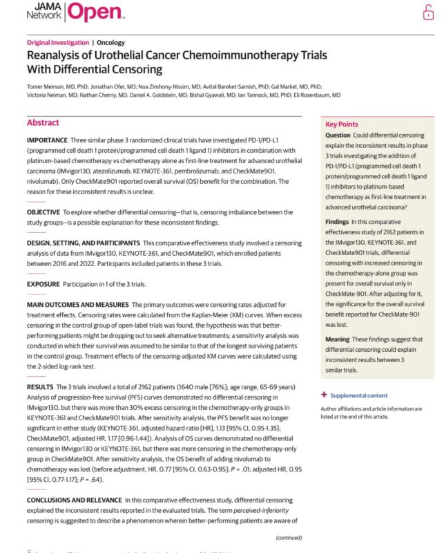 Reanalysis of Urothelial Cancer Chemoimmunotherapy Trials With Differential Censoring