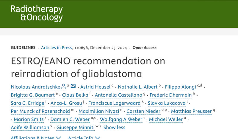 ESTRO/EANO Guidelines on Reirradiation of glioblastoma