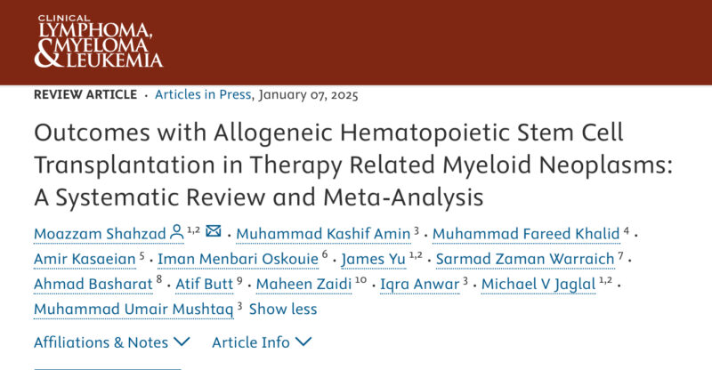 Moazzam Shahzad: The role of Allo-HCT in therapy-related myeloid neoplasms