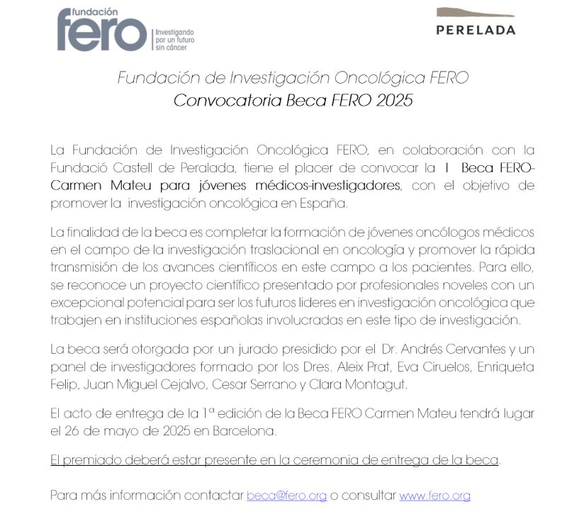 Aleix Prat: The FERO-Carmen Mateu Grant for young doctors-researchers