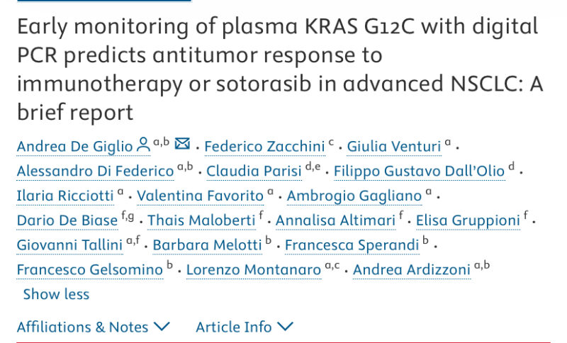 Early Monitoring of Plasma KRAS G12C with Digital PCR in Advanced NSCLC - ISLB