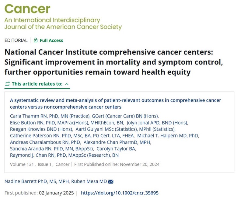 Comparing outcomes between CCCs and non-CCC - ACS Journal Cancer