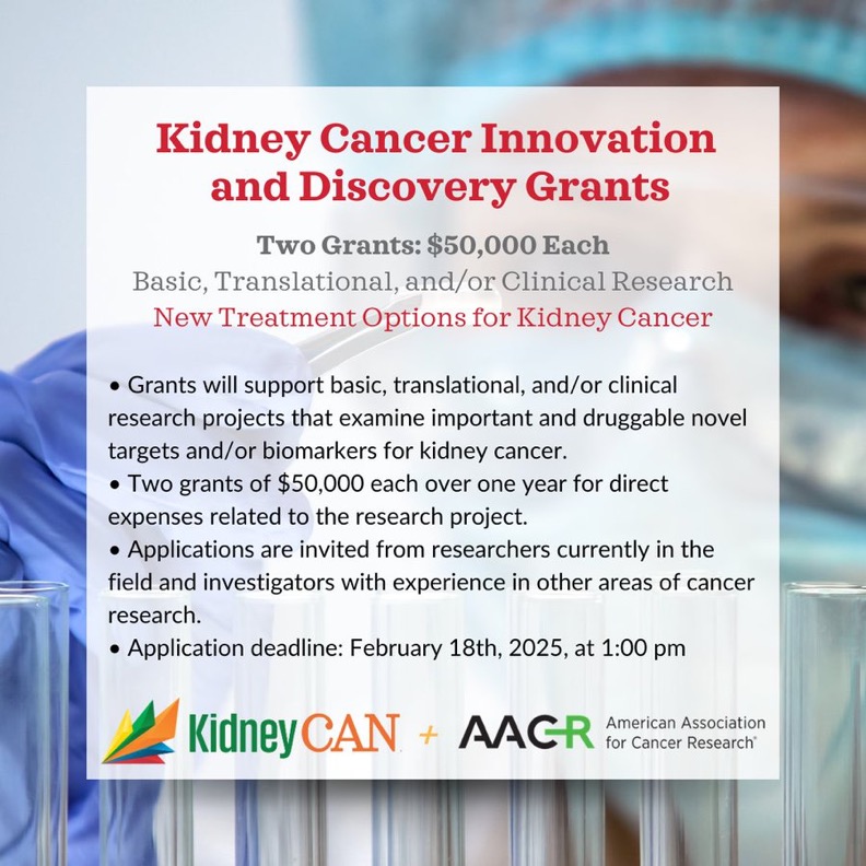 KidneyCAN supports the AACR Kidney Cancer Innovation and Discovery Grant