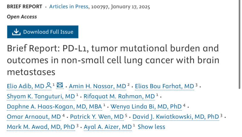 Elio Adib: TMB/PD-L1 expression and outcomes in patients with NSCLC and new brain metastases